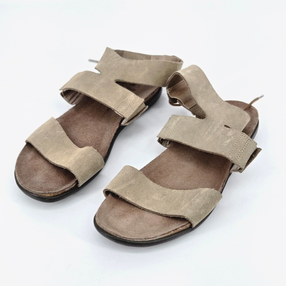 Naot Larissa Sand Suede Leather Tie Back Comfort Ankle Strap Sandals 37 US 6 6.5